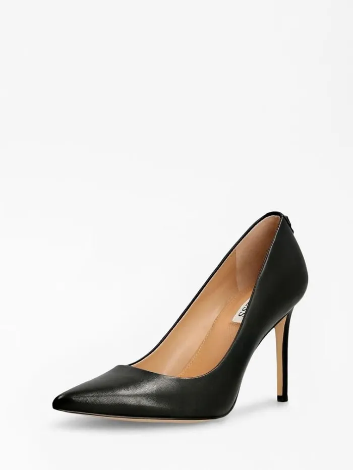 Women Piera Real Leather Court Shoe Black Guess Heels
