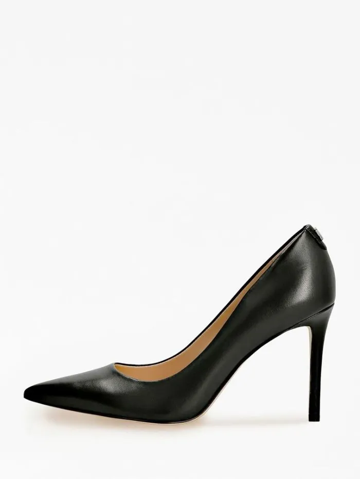 Women Piera Real Leather Court Shoe Black Guess Heels
