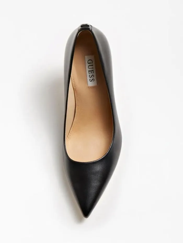 Women Piera Real Leather Court Shoe Black Guess Heels