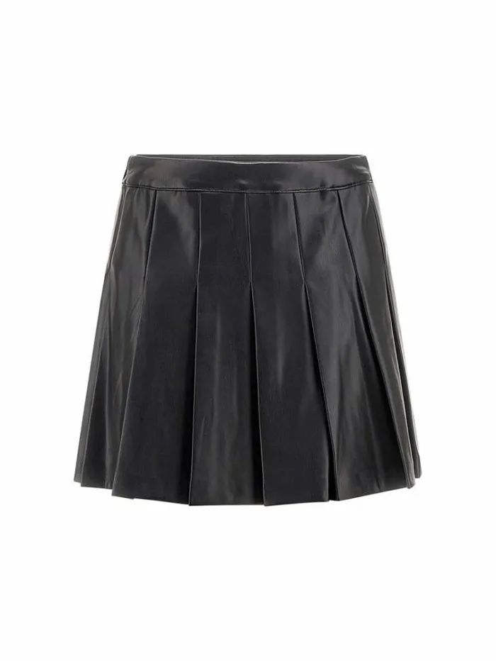 Women Pleated Faux Leather Skirt Black Guess Skirts And Shorts