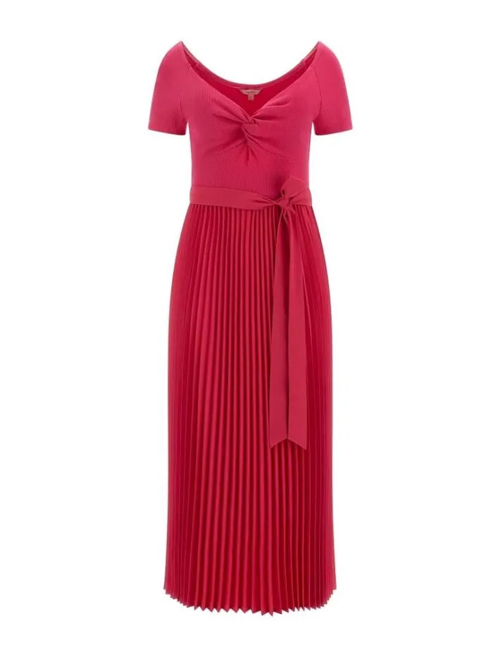 Women Pleated Sweater Dress Fuchsia Guess Dresses And Jumpsuits
