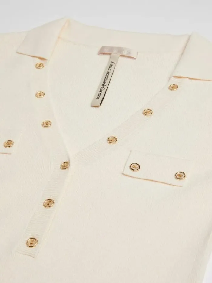 Women Polo Collar Sweater Dress White Guess Dresses And Jumpsuits