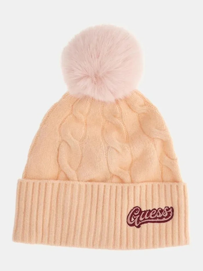 Women Pompom Hat Pink Guess Hats And Gloves