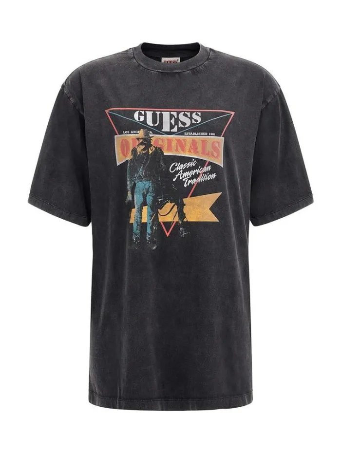 Women Print Tshirt Dress Black Guess Dresses And Jumpsuits