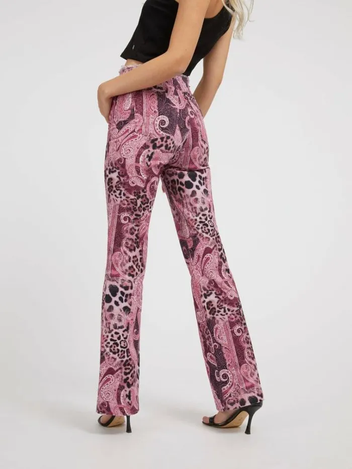 Women Printed Flare Denim Pant Multi Purple Guess Flared And Bootcut
