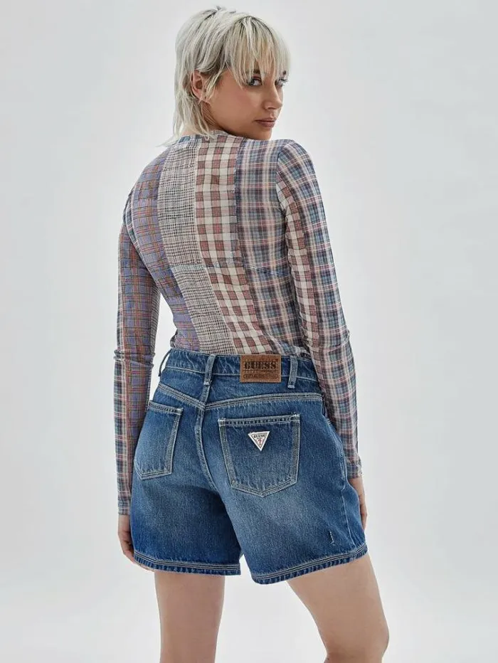 Women Printed Mesh Top Multicolor Pattern Guess Tops And Shirts