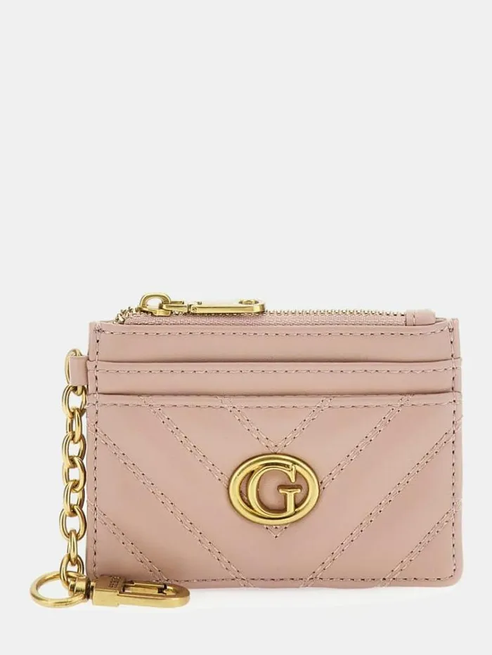 Women Quilted Logo Script Keychain Pink Guess High Tech Accessories And Keychains