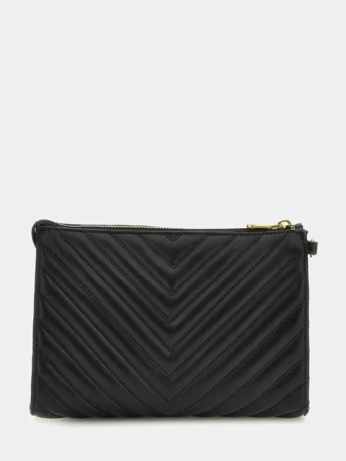 Women Quilted Vanity Case Black Multi Guess Travel Bags
