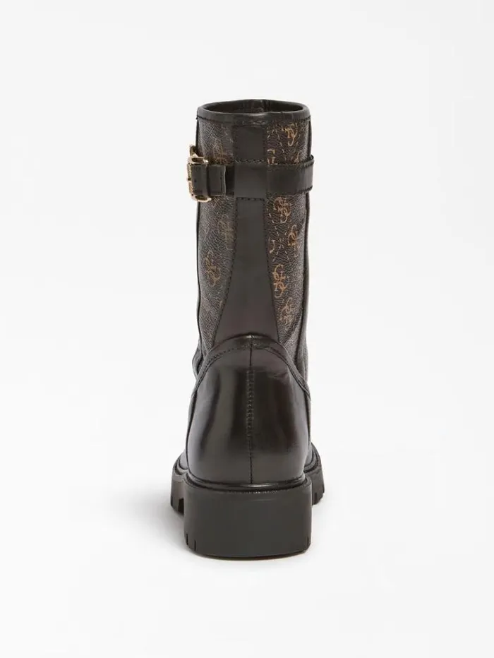Women Radlyn Genuine Leather Logo Ankle Boot Brown Guess Boots And Booties