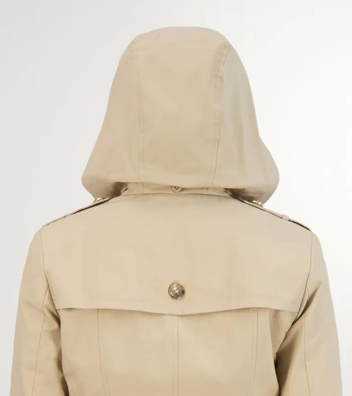 Women Rain Jackets Cole Haan Cotton Rain Trench Coat Khaki