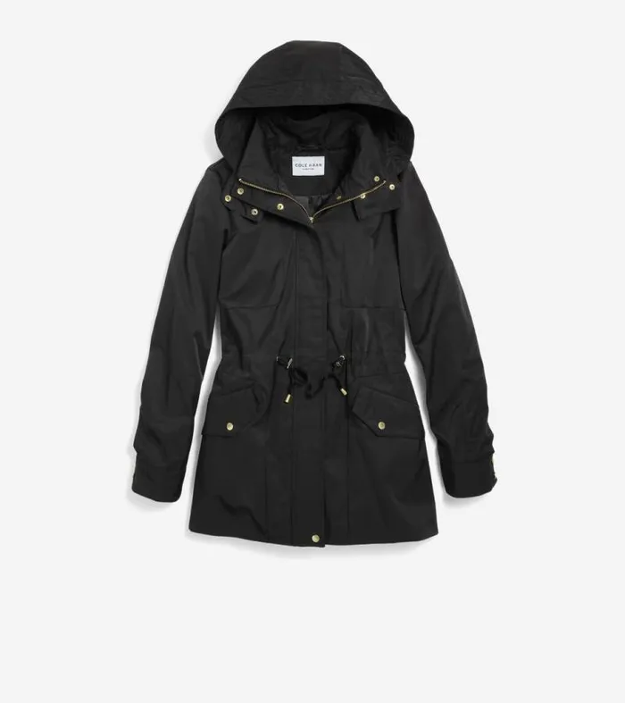 Women Rain Jackets Cole Haan Lightweight Travel Jacket Black