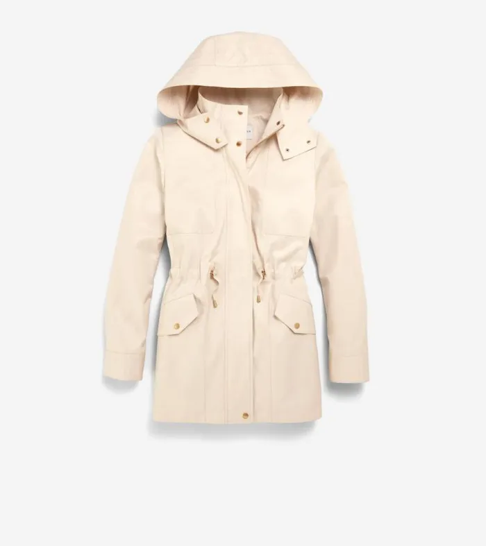Women Rain Jackets Cole Haan Lightweight Travel Jacket Eggshell
