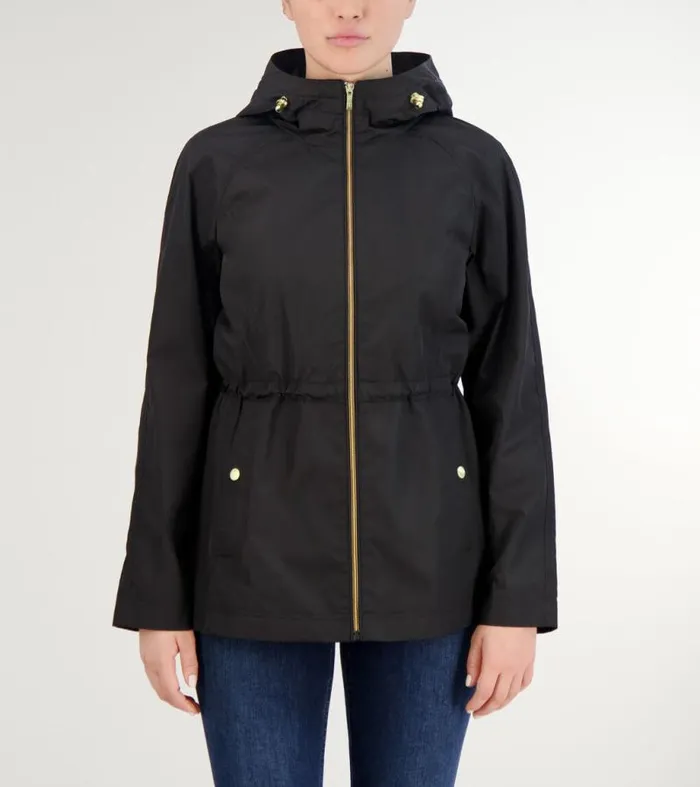 Women Rain Jackets Cole Haan Packable Travel Rain Anorak Black