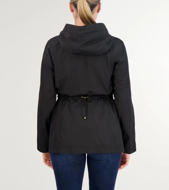 Women Rain Jackets Cole Haan Packable Travel Rain Anorak Black