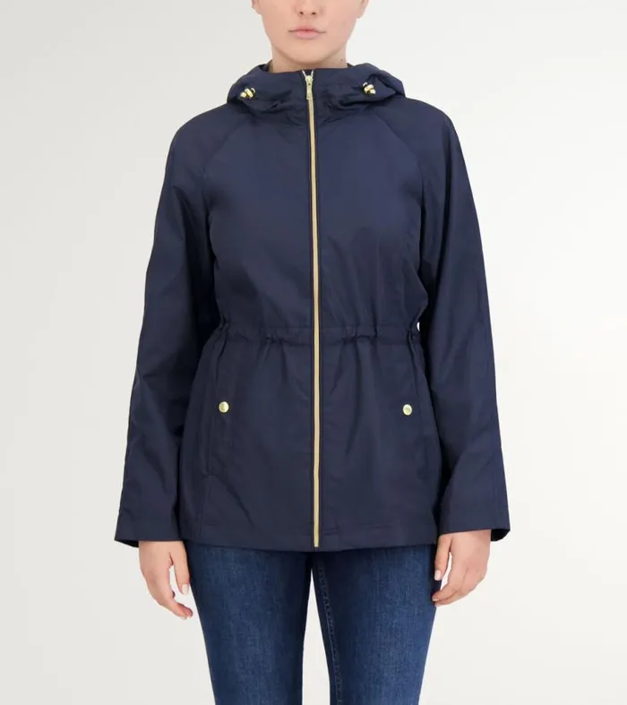 Women Rain Jackets Cole Haan Packable Travel Rain Anorak Indigo Blue