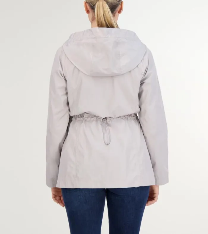 Women Rain Jackets Cole Haan Packable Travel Rain Anorak Pearl Gray