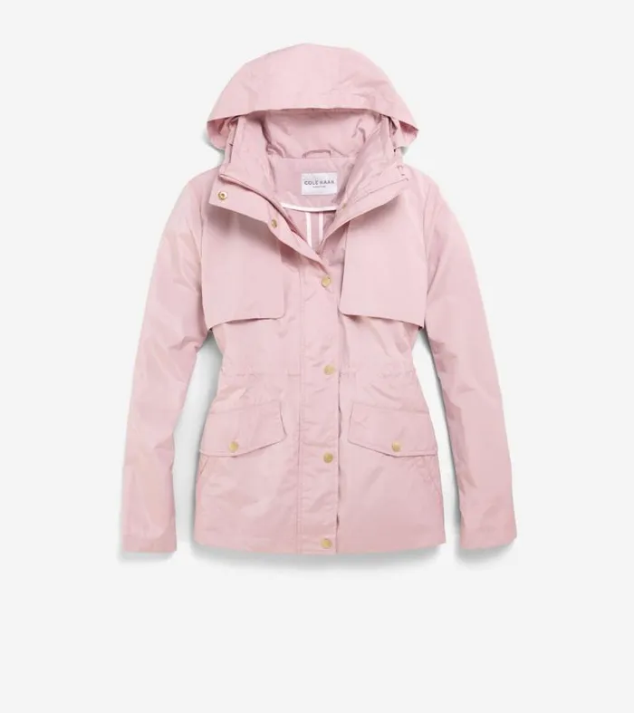 Women Rain Jackets Cole Haan Short Packable Rain Jacket Canyon Rose