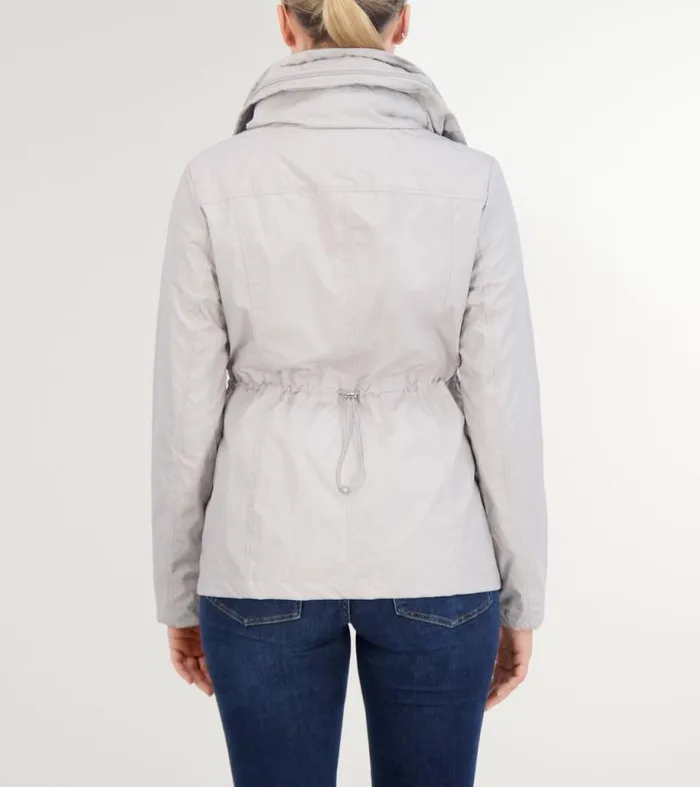 Women Rain Jackets Cole Haan Short Packable Rain Jacket Pearl Gray