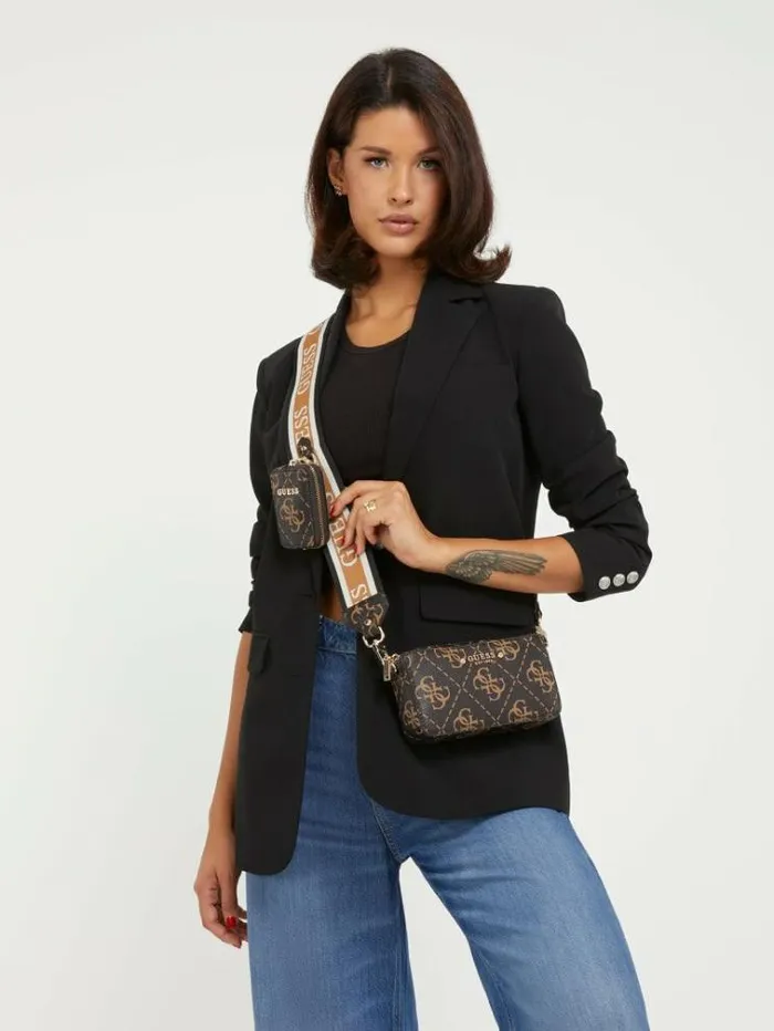 Women Rea 4g Logo Crossbody Brown Multi Guess Crossbody Bags