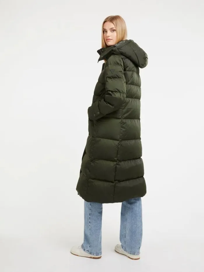 Women Real Down Long Puffer Green Guess Coats And Jackets