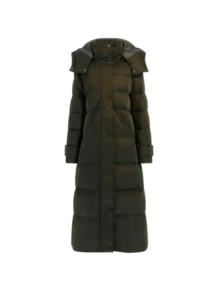 Women Real Down Long Puffer Green Guess Coats And Jackets