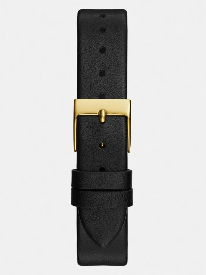 Women Real Leather Analogue Watch Black Guess Watches