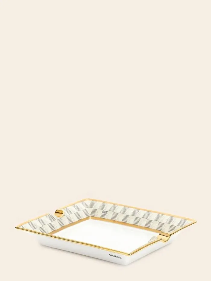 Women Rectangular Porcelain Pocket Emptier White Multi Guess Home Collection