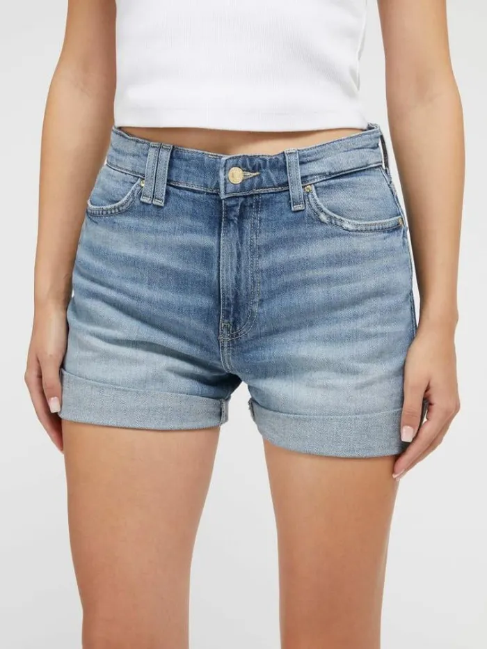 Women Relaxed Fit Denim Shorts Blue Guess Skirts And Shorts