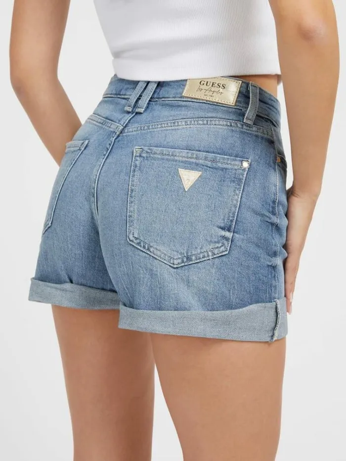 Women Relaxed Fit Denim Shorts Blue Guess Skirts And Shorts
