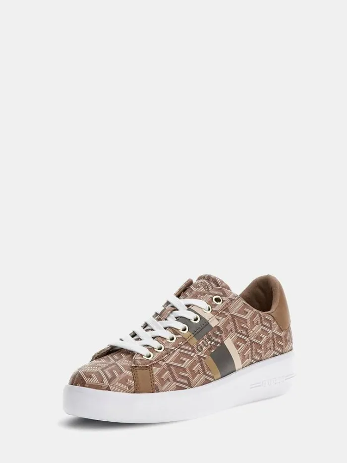 Women Reyhana G Cube Logo Sneakers Brown Multi Guess Sneakers