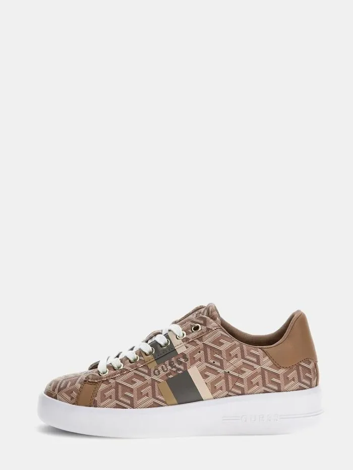 Women Reyhana G Cube Logo Sneakers Brown Multi Guess Sneakers