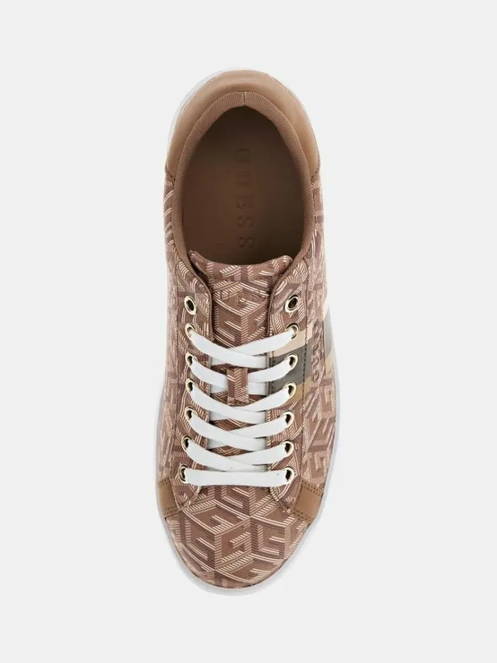Women Reyhana G Cube Logo Sneakers Brown Multi Guess Sneakers