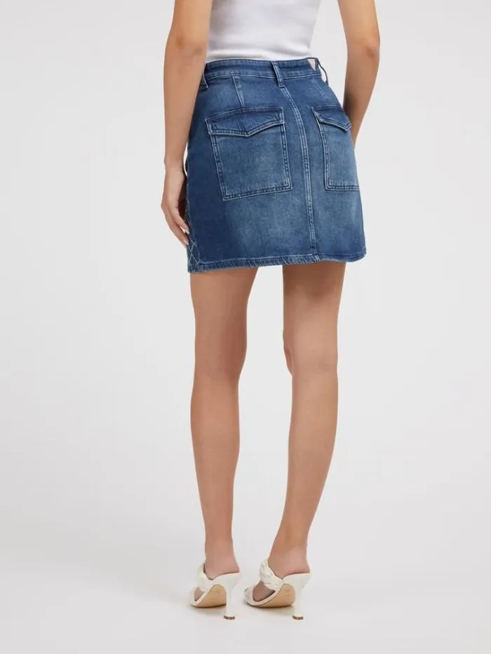 Women Rhinestones Denim Skirt Blue Guess Skirts And Shorts
