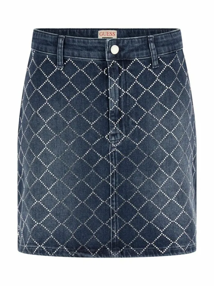 Women Rhinestones Denim Skirt Blue Guess Skirts And Shorts