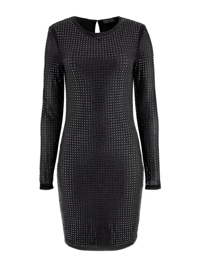 Women Rhinestones Dress Black Guess Dresses And Jumpsuits