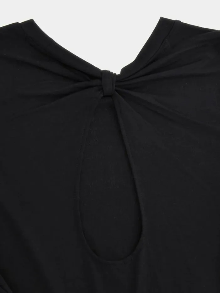Women Rhinestones Triangle Logo Body Black Guess Tops And Shirts