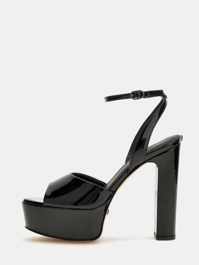 Women Rhinnae Patent Leather Sandals Black Guess Sandals