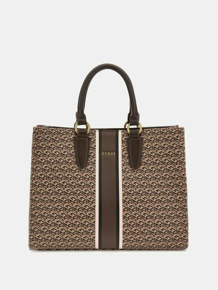 Women Rianee G Cube Handbag Brown Multi Guess Shoppers