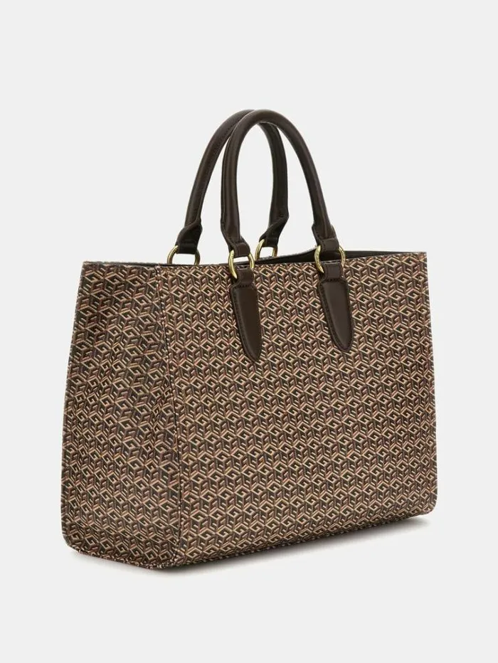Women Rianee G Cube Handbag Brown Multi Guess Shoppers