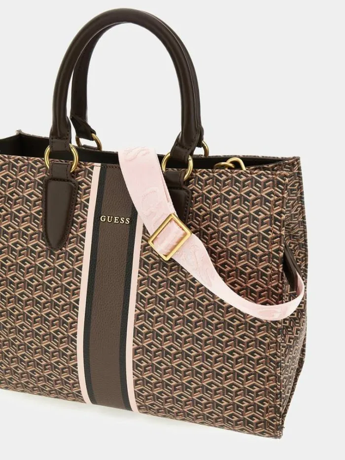 Women Rianee G Cube Handbag Brown Multi Guess Shoppers