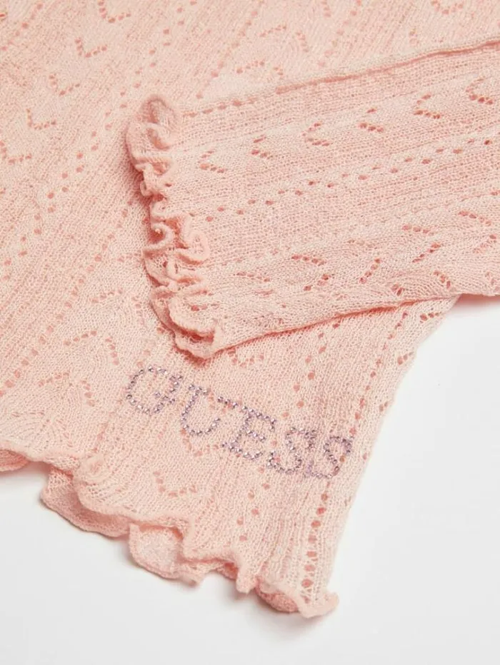 Women Rib Knit Cardigan Pink Guess Knitwear And Sweatshirts