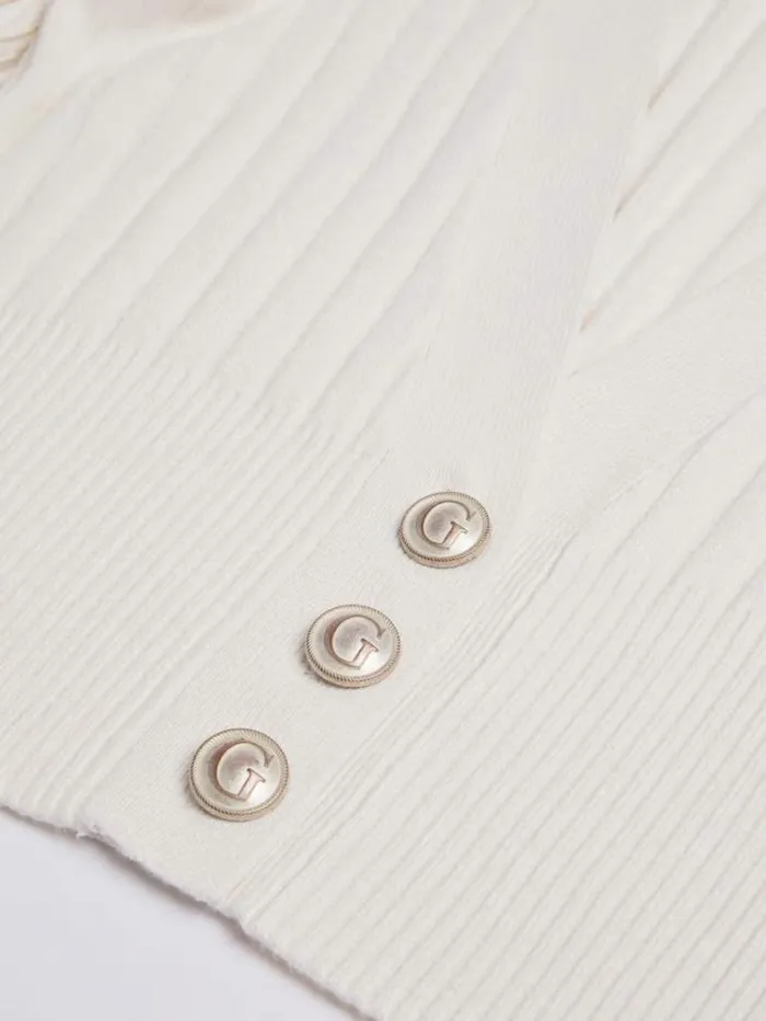 Women Rib Knit Cardigan White Guess Knitwear And Sweatshirts
