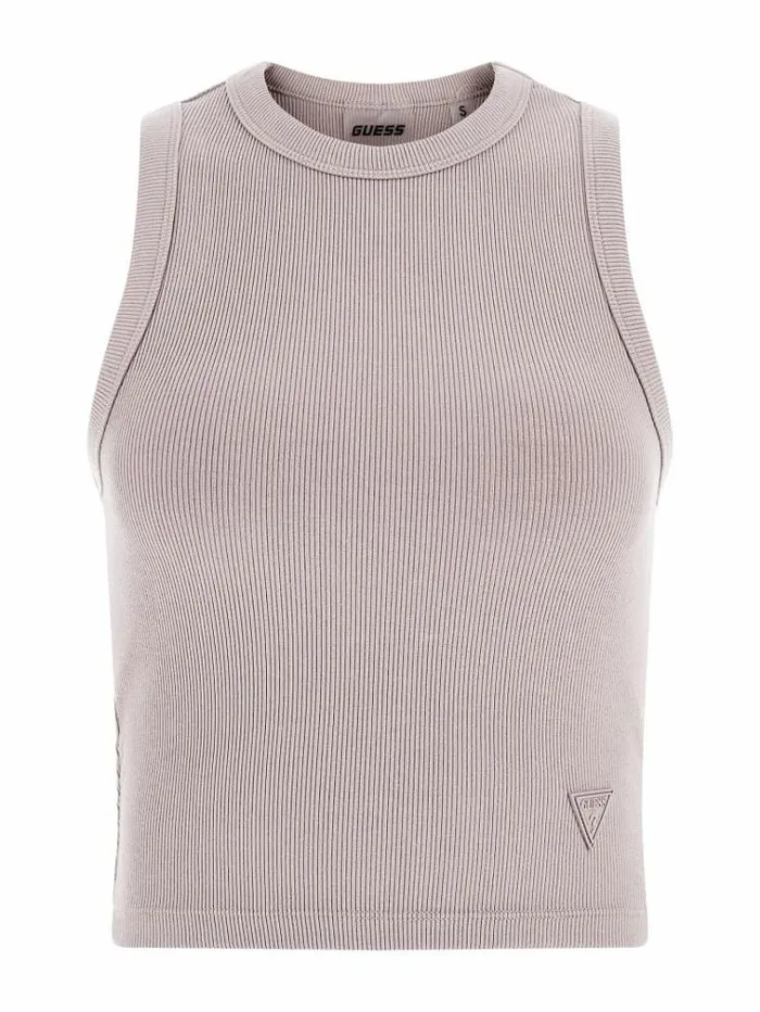 Women Rib Knit Crop Tank Top Powder Pink Guess Activewear