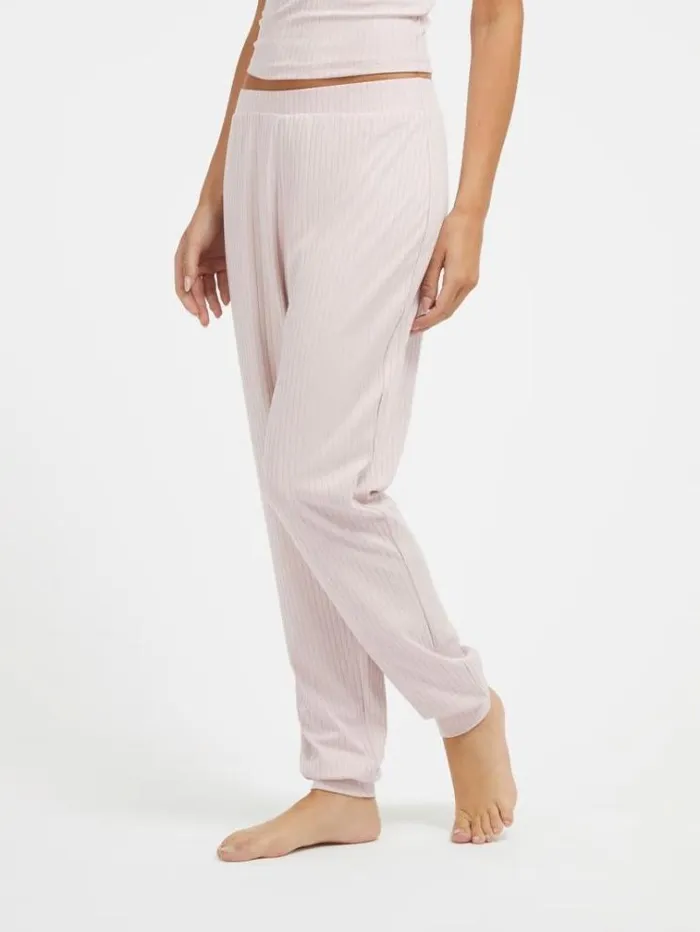 Women Rib Knit Jogger Pants Pink Guess Underwear