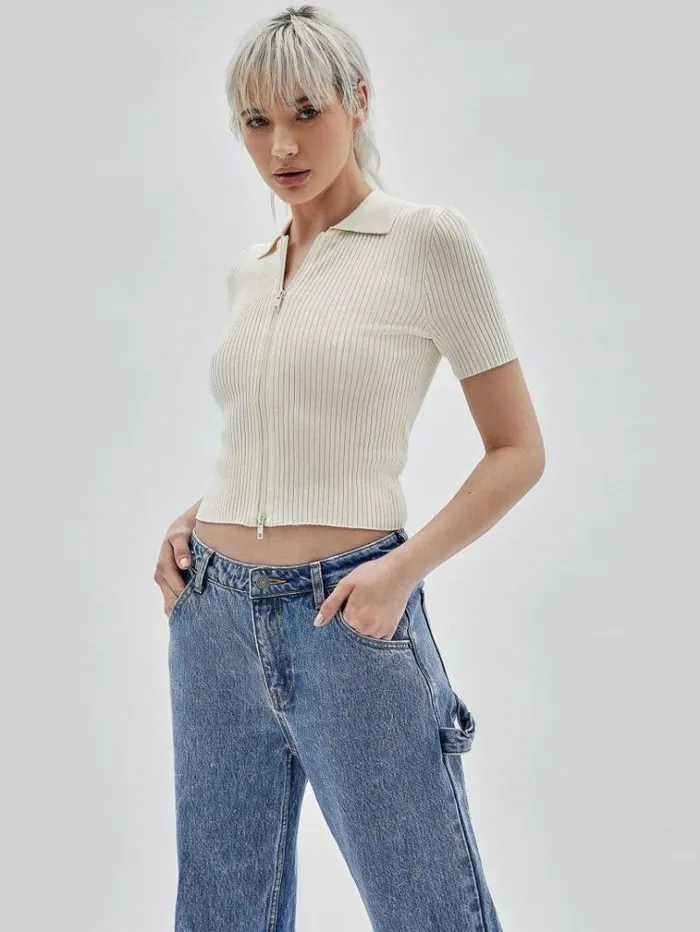 Women Rib Knit Sweater Top White Guess Tops And Shirts