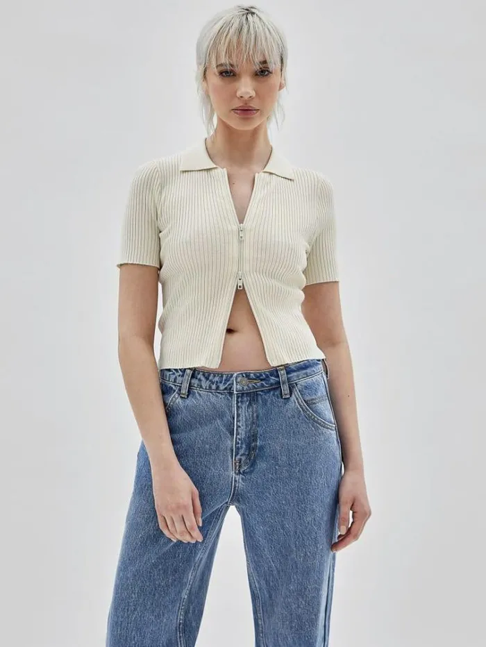 Women Rib Knit Sweater Top White Guess Tops And Shirts