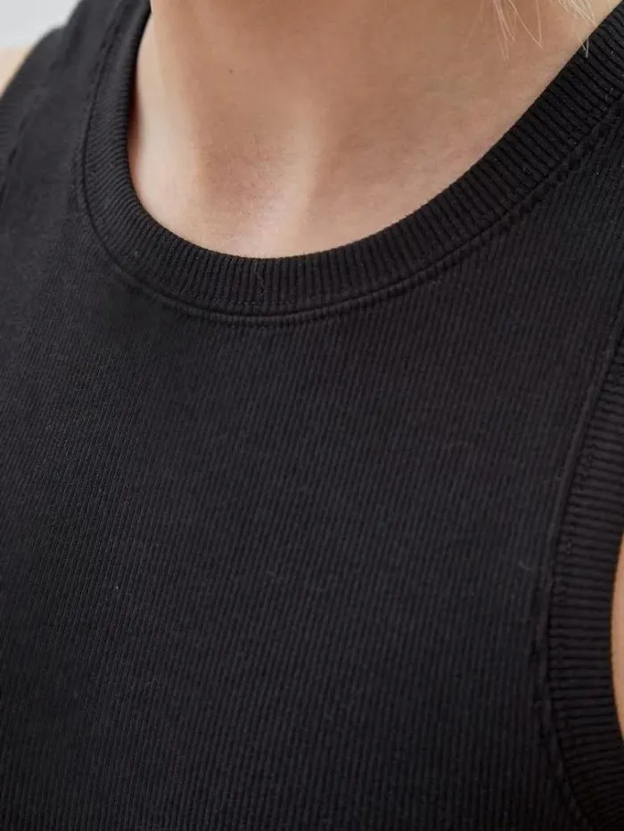 Women Rib Knit Tank Top Black Guess Tops And Shirts