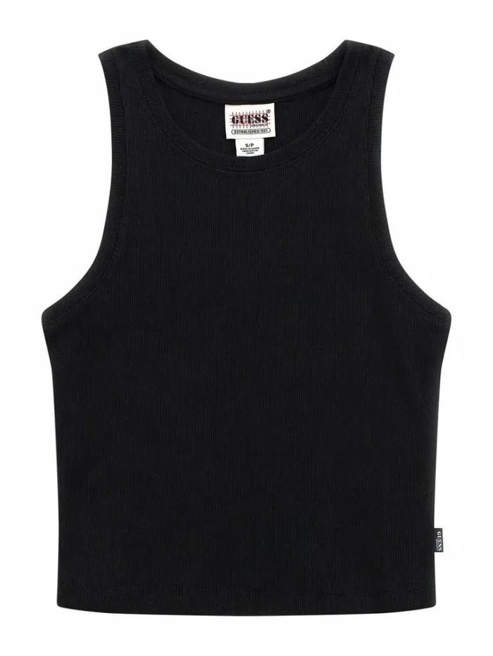 Women Rib Knit Tank Top Black Guess Tops And Shirts