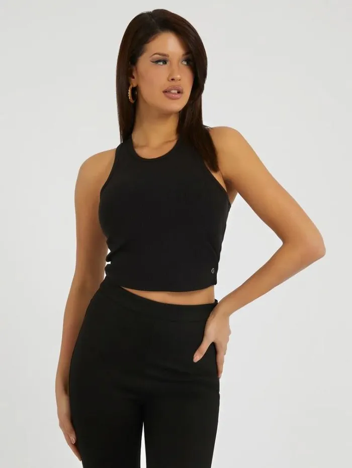 Women Rib Knit Top Black Guess Tops And Shirts