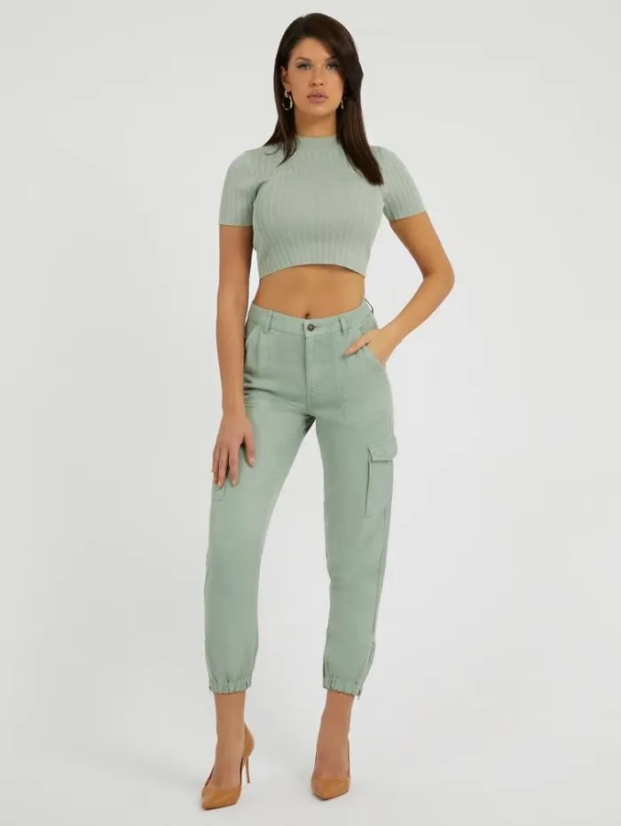 Women Rib Knit Top Green Guess Tops And Shirts